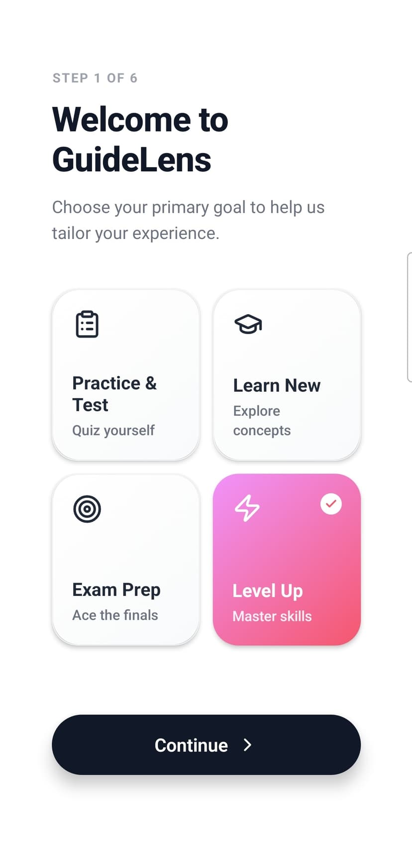 Onboarding - Intent Selection